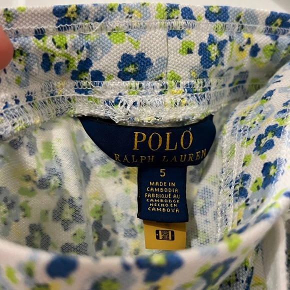 Bundle 2 pc outfit Polo Ralph Lauren White Floral Ruffle Shorts & Kendi shirt - Picture 5 of 13